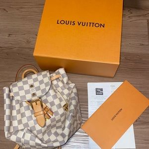 Louis Vuitton Damier Azur Small Backpack in Cream and Tan
